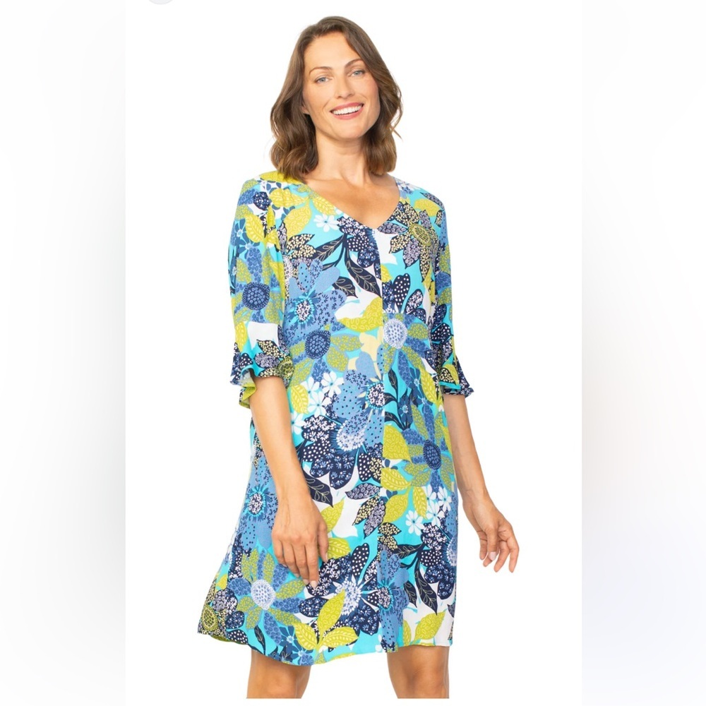 New HABITAT CLOTHES Sz Md Floral Flounce Dress